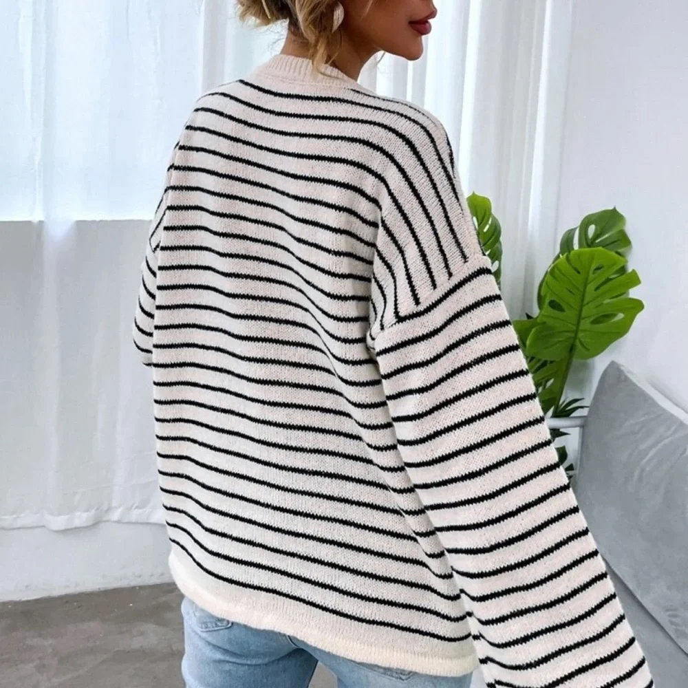 Striped Black and White Sweater - Picture 2 of 2